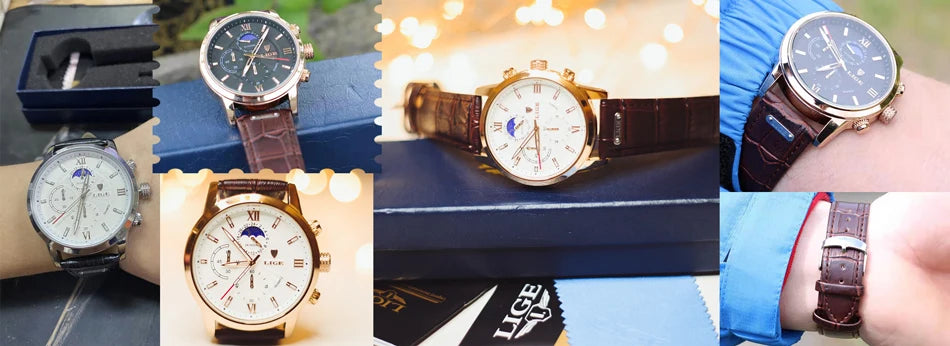 New LIGE Men's Watches Top Brand Luxury Men Wrist Watch Man Leather Quartz Watch Sports Waterproof Male Clock Relogio Masculino