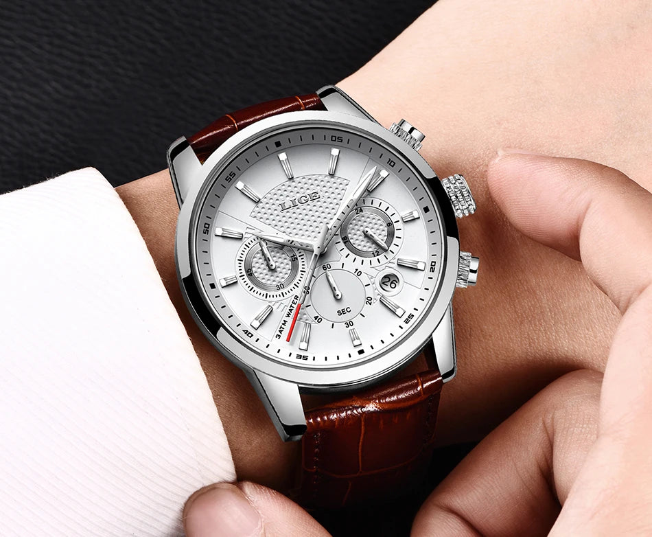 New LIGE Men's Watches Top Brand Luxury Men Wrist Watch Man Leather Quartz Watch Sports Waterproof Male Clock Relogio Masculino