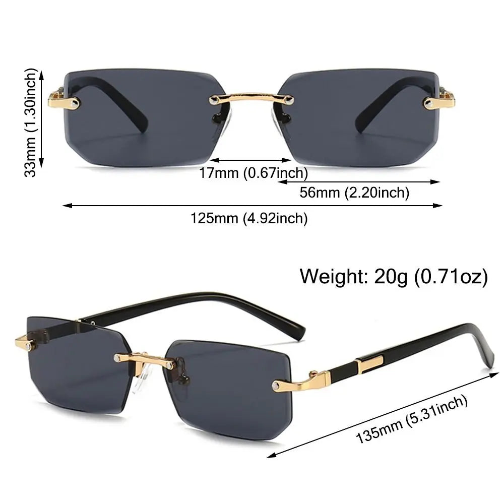 rimless rectangular gradient sunglasses