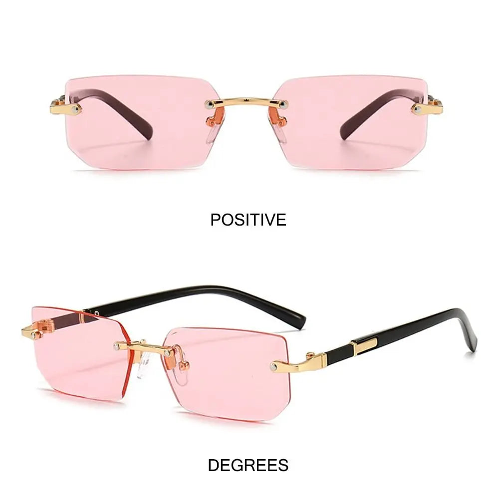rimless rectangular gradient sunglasses