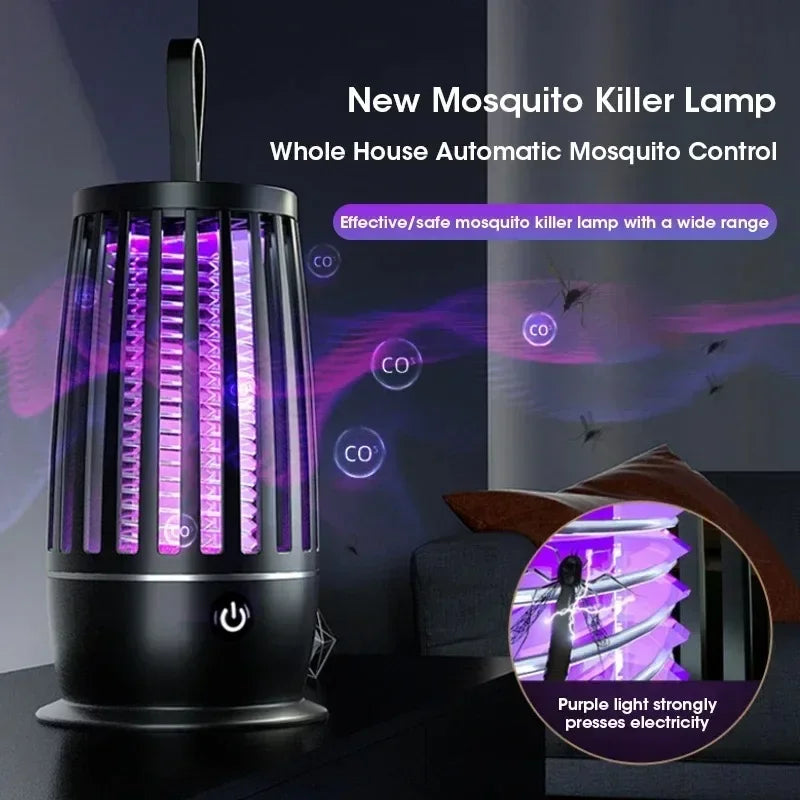 USB Rechargeable Mosquito Killer Lamp Silent Indoor/Outdoor Portable Electronic Pest Repellent for Bedroom/Patio Insect Trap