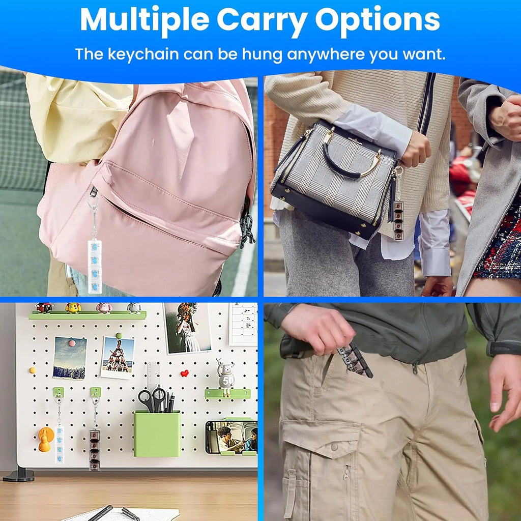 4 Keys Keyboard Fidget Toy Keychain Stress Relief Clicker Fidget Keyboard with LED, Squeeze Toy Crystal Transparent Bag Charm