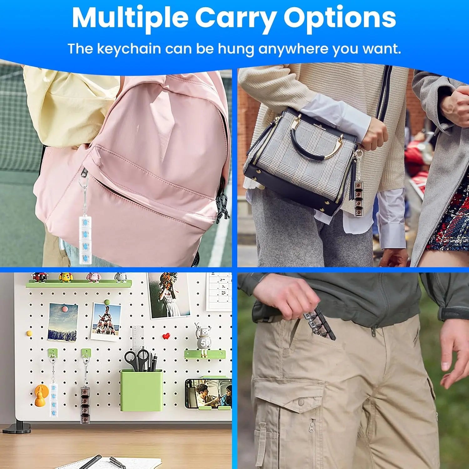 4 Keys Keyboard Fidget Toy Keychain Stress Relief Clicker Fidget Keyboard with LED, Squeeze Toy Crystal Transparent Bag Charm