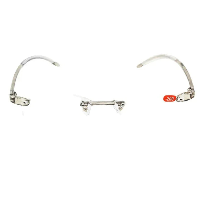 Rimless Finished Myopia Glasses with Light Soft Glass for Women and Men.