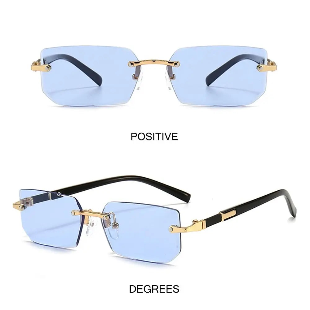 rimless rectangular gradient sunglasses