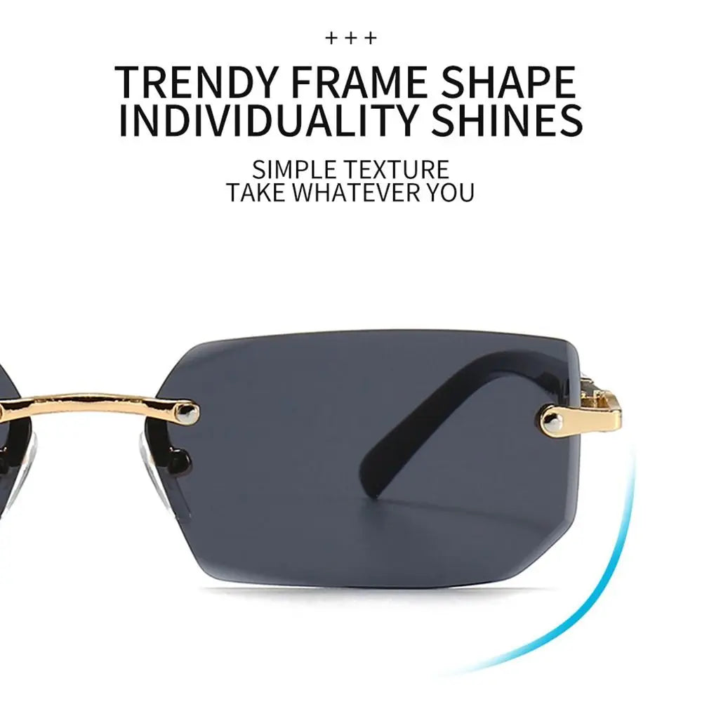 rimless rectangular gradient sunglasses