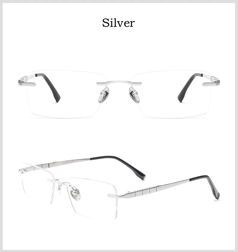 Rimless Glasses for Men New Ultra-light Business Glasses Square Eyewear Fashion Retro Pure Titanium Optical Frames Prescription
