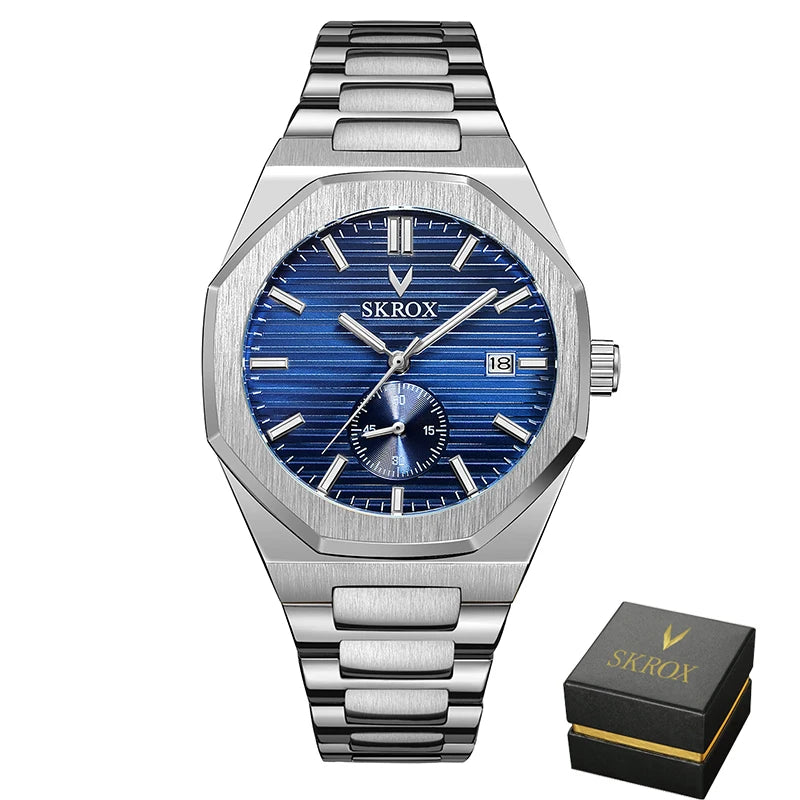 SKROX Official Original Octagonal Date Automatic Watches Top Luxury Man Gold Watch WATERRESISTANT Steel Mechanical Elegant Clock