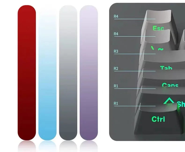 Gradient Keycaps Side Printed Shine Through PBT Double Shot OEM Profile for MX Switches Gaming Keyboard 130+key caps
