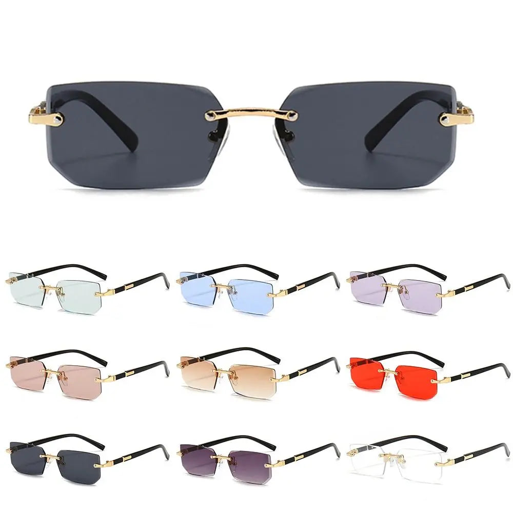 rimless rectangular gradient sunglasses