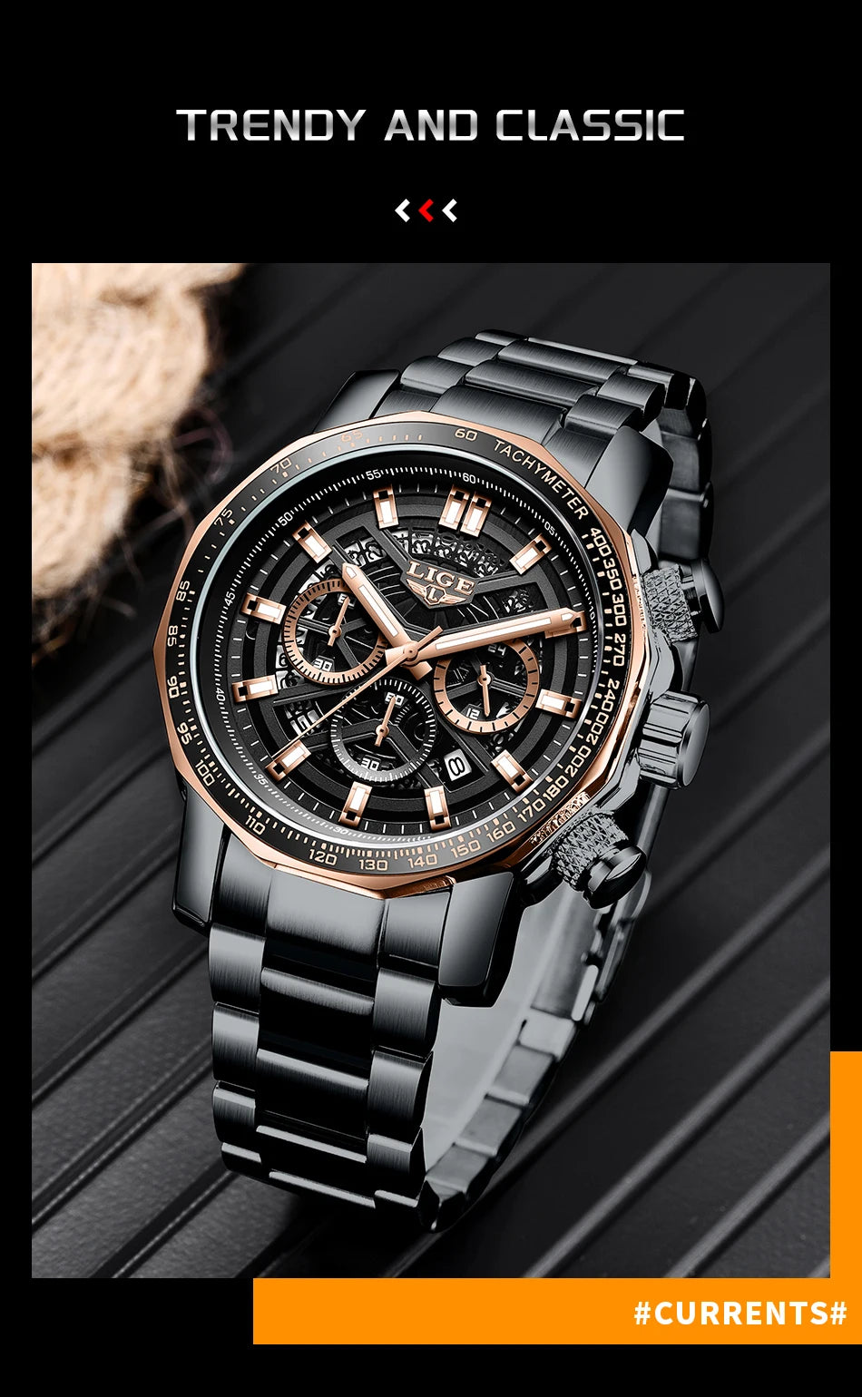 LIGE New Sport Chronograph Mens Watches Top Brand Luxury Full Steel Quartz Clock Waterproof Big Dial Watch Men Montre Homme