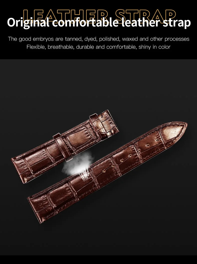 OLEVS 6658 Mens Watch Original Skeleton Multifunctional Chronograph Mechanical Watch Leather Strap Watches For Man Gifts Reloj