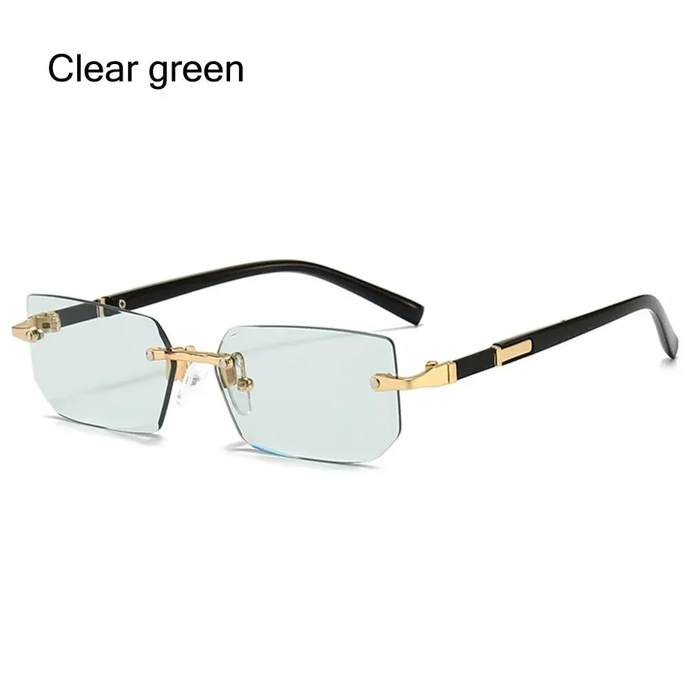 rimless rectangular gradient sunglasses
