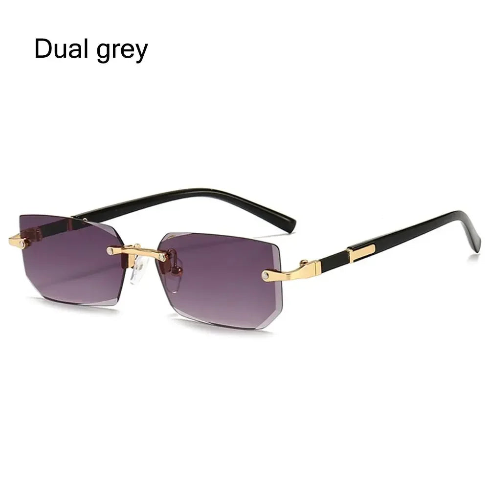rimless rectangular gradient sunglasses