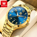 OLEVS 3650 Gold Watches for Men Classic Large Digital Dial Auto Date Waterproof Luminous Original Men's Quartz Wristwatch New