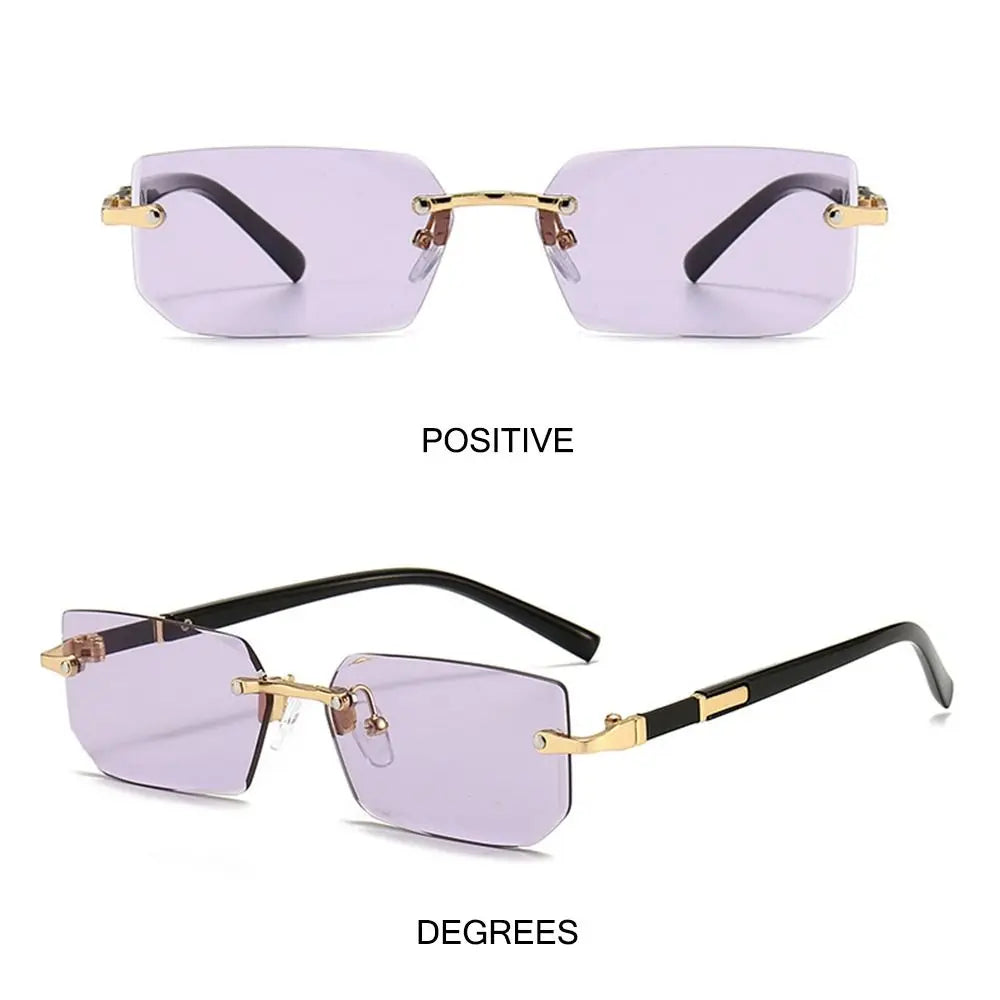 rimless rectangular gradient sunglasses