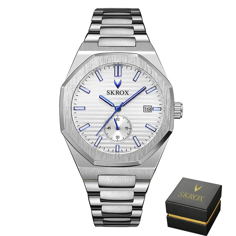 SKROX Official Original Octagonal Date Automatic Watches Top Luxury Man Gold Watch WATERRESISTANT Steel Mechanical Elegant Clock