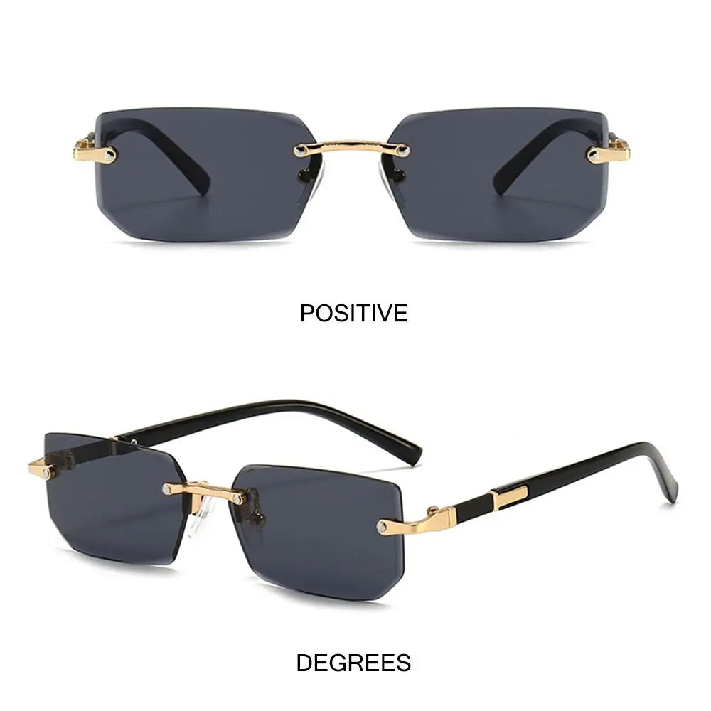 rimless rectangular gradient sunglasses