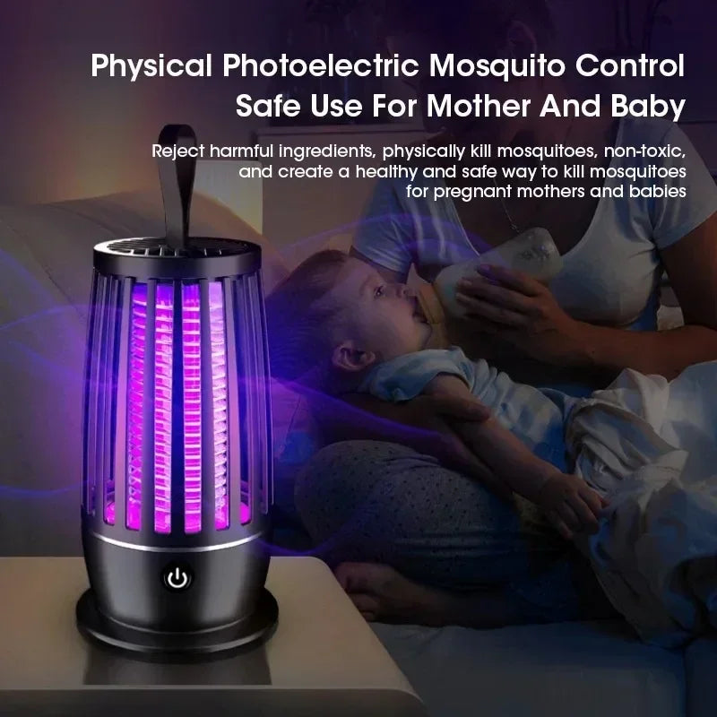 USB Rechargeable Mosquito Killer Lamp Silent Indoor/Outdoor Portable Electronic Pest Repellent for Bedroom/Patio Insect Trap