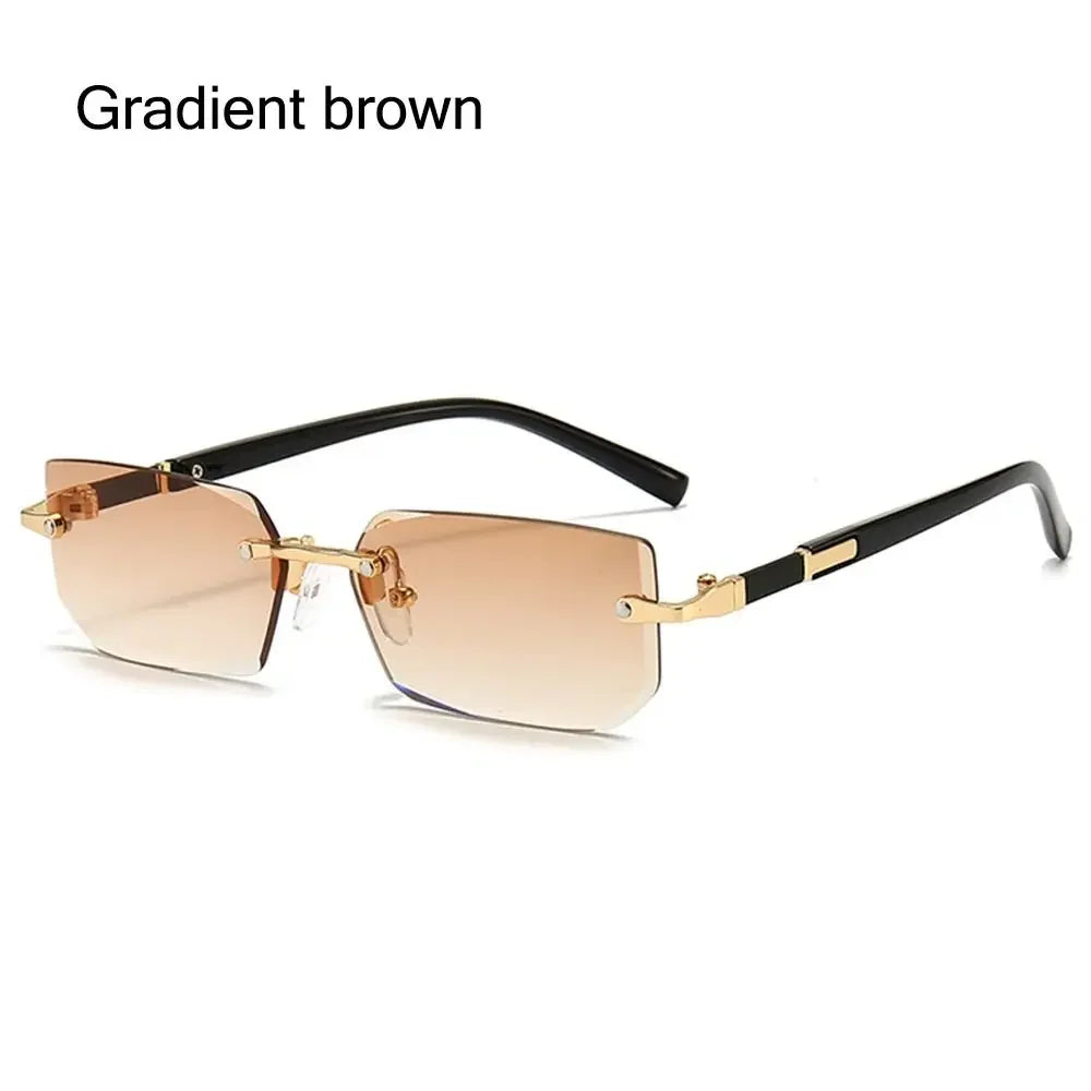 rimless rectangular gradient sunglasses
