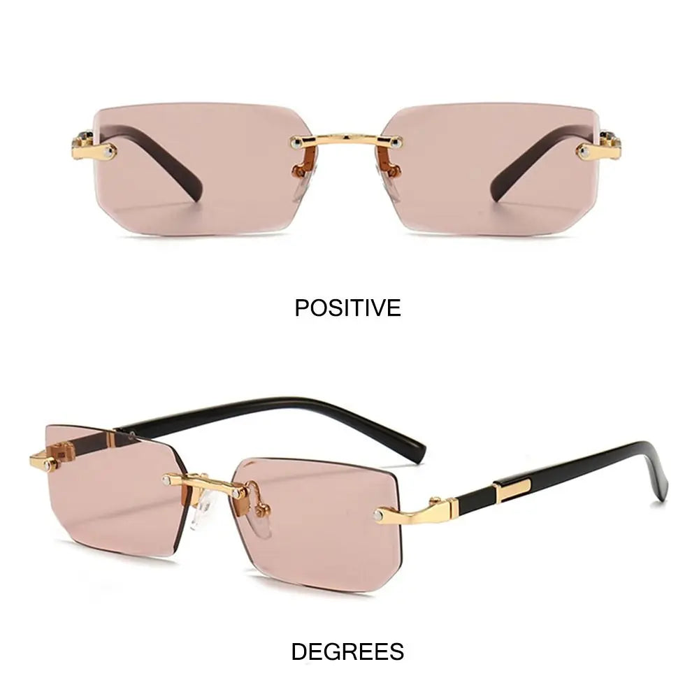 rimless rectangular gradient sunglasses