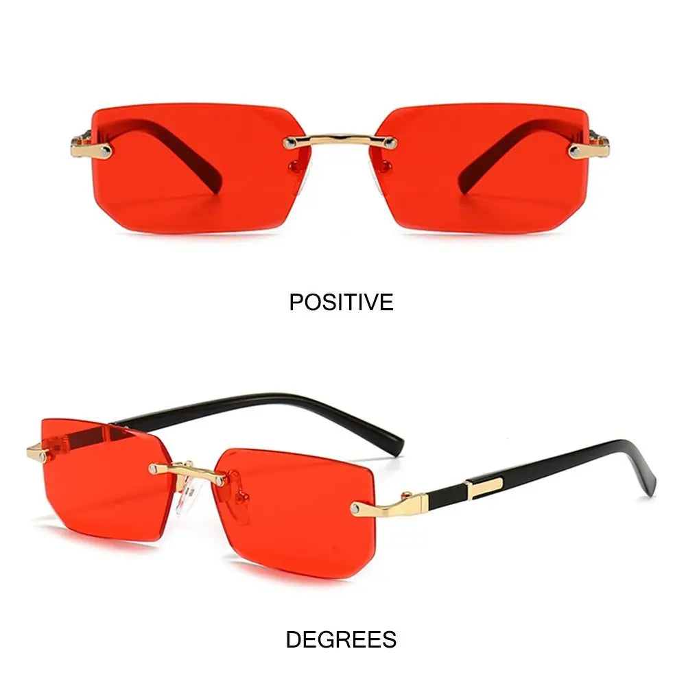 rimless rectangular gradient sunglasses