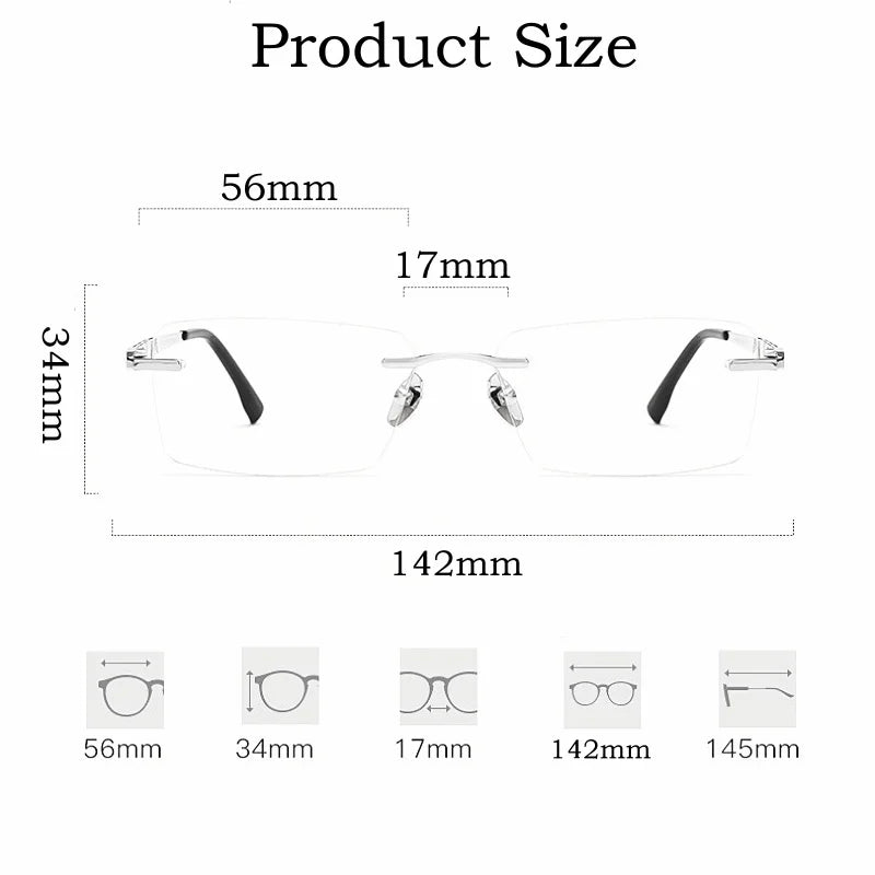 Rimless Glasses for Men New Ultra-light Business Glasses Square Eyewear Fashion Retro Pure Titanium Optical Frames Prescription