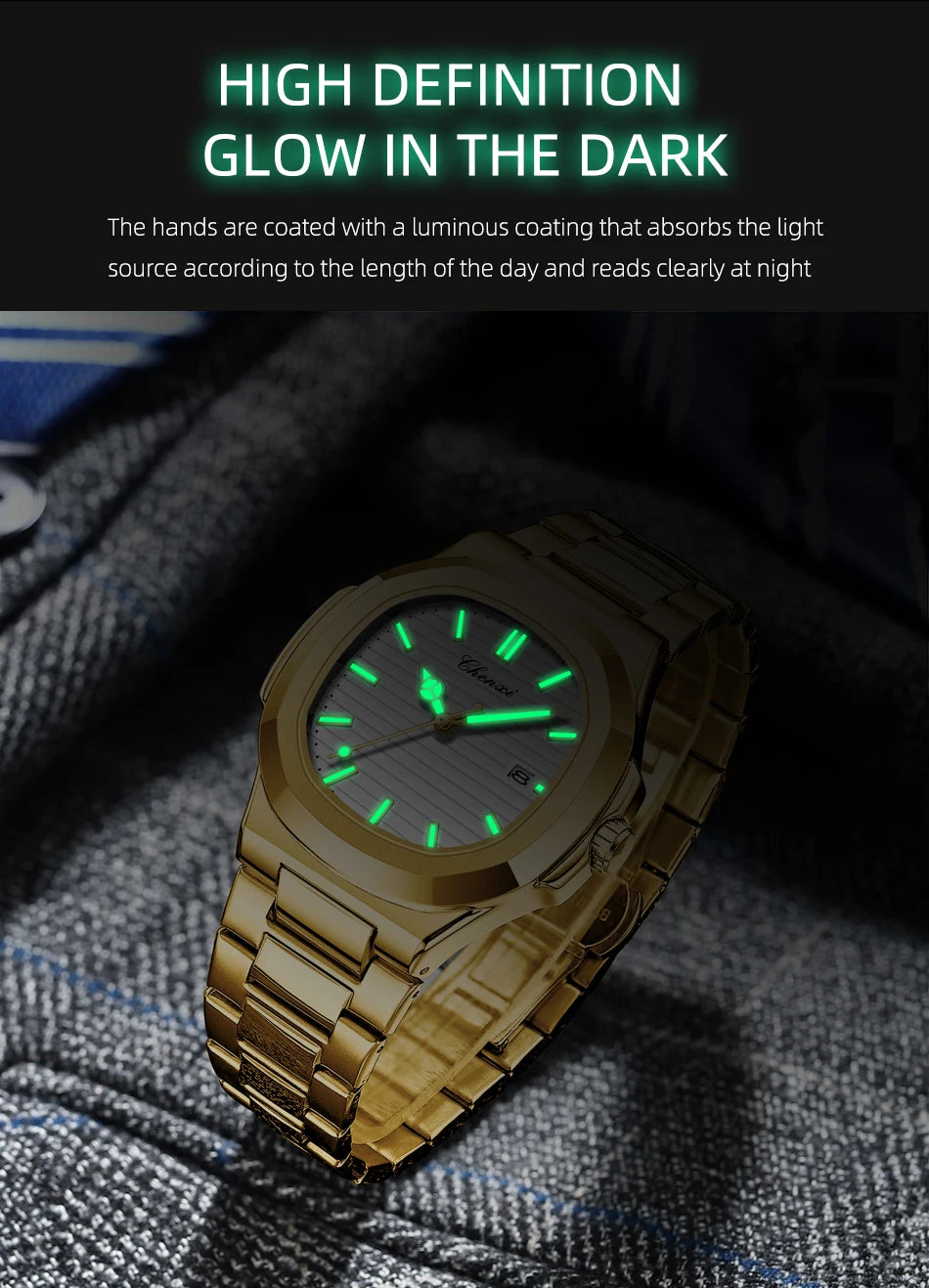 Watches For Men Luxury CHENXI Brand Waterproof Calendar Luminous Watch Man Gold Stainless Steel Quartz Wristwatch Male Clock