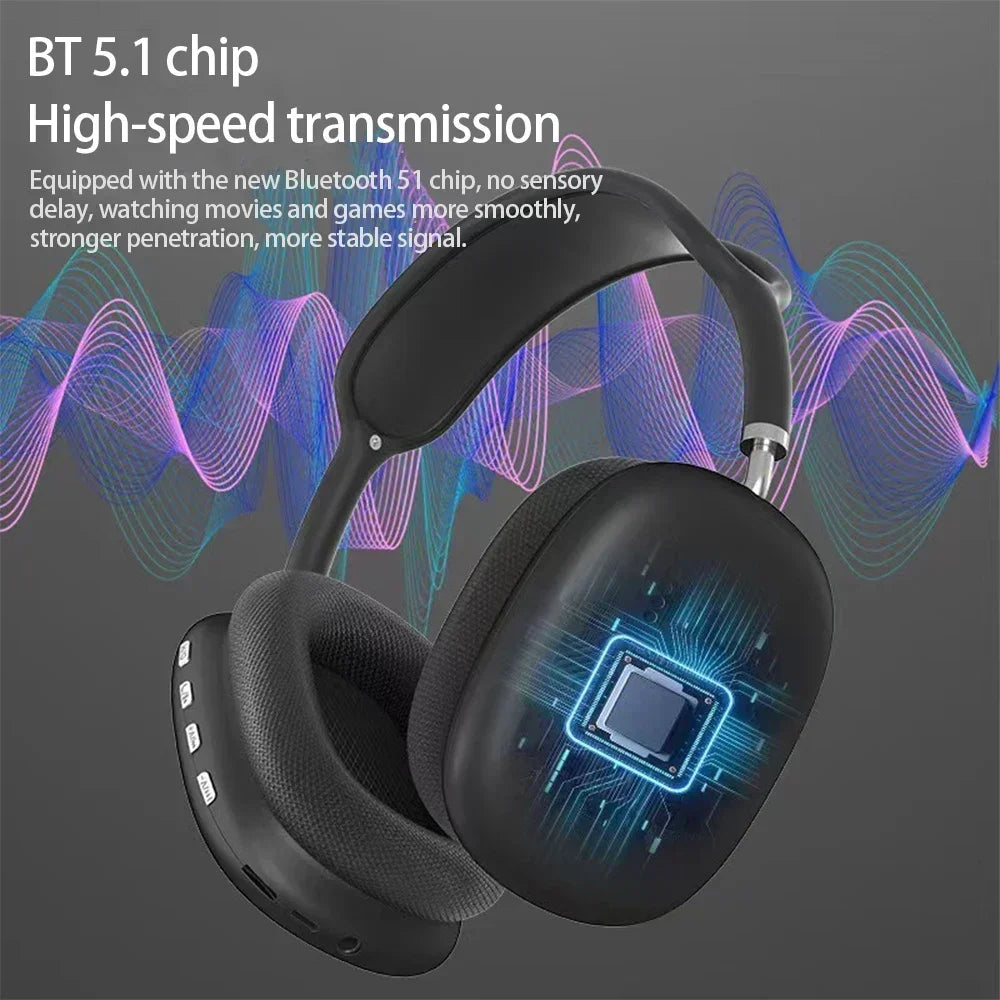 P9 Pro Max Head Mounted Bluetooth Earphones Noise Cancelling Wireless Stereo Sound Earphone Sports Gaming Bluetooth Headphones