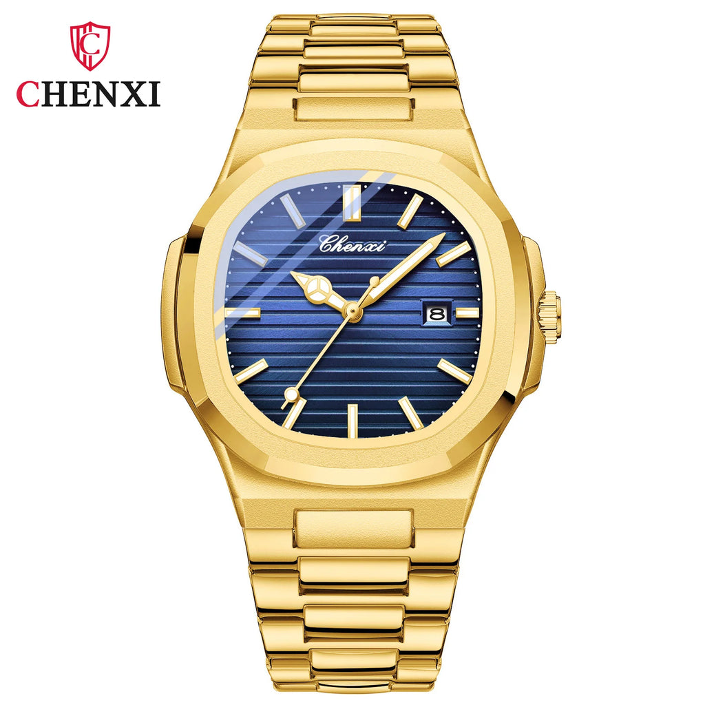 Watches For Men Luxury CHENXI Brand Waterproof Calendar Luminous Watch Man Gold Stainless Steel Quartz Wristwatch Male Clock