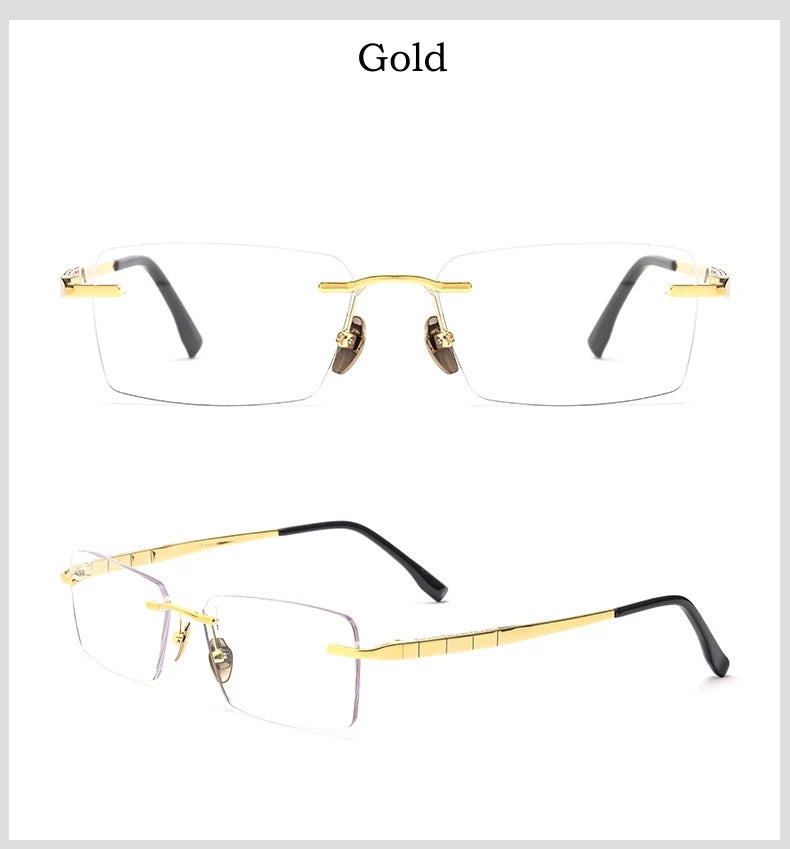 Rimless Glasses for Men New Ultra-light Business Glasses Square Eyewear Fashion Retro Pure Titanium Optical Frames Prescription