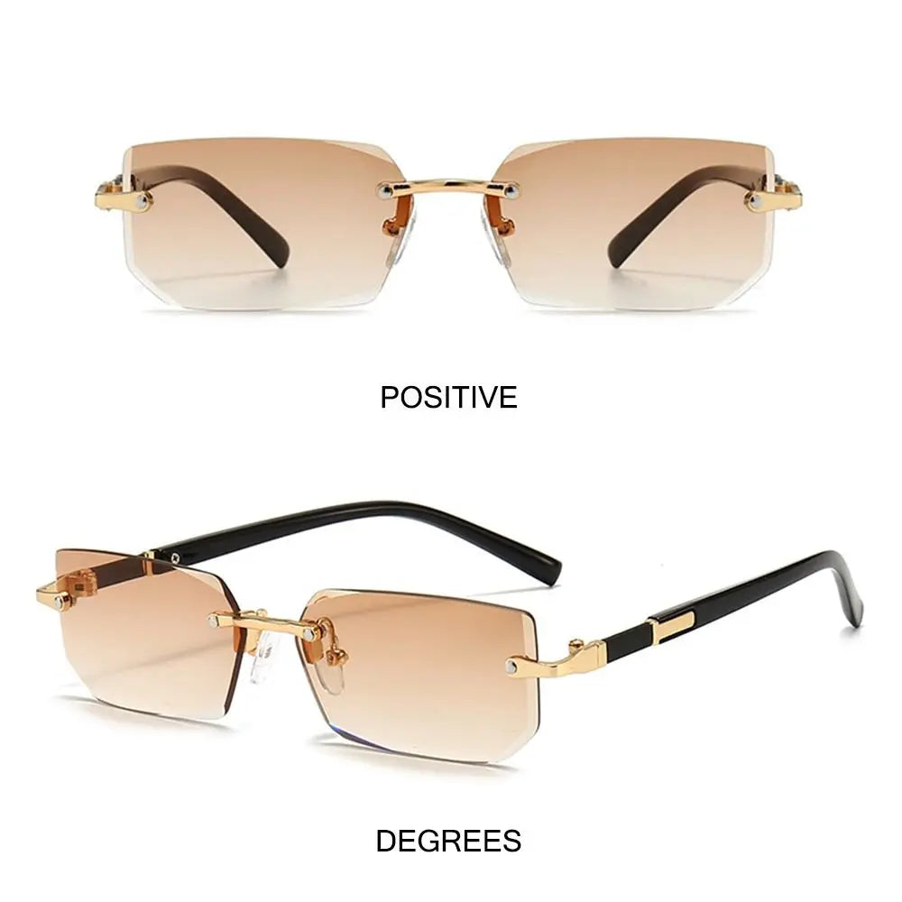 rimless rectangular gradient sunglasses