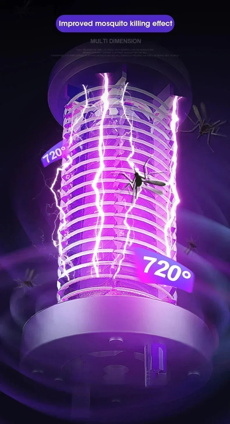 USB Rechargeable Mosquito Killer Lamp Silent Indoor/Outdoor Portable Electronic Pest Repellent for Bedroom/Patio Insect Trap