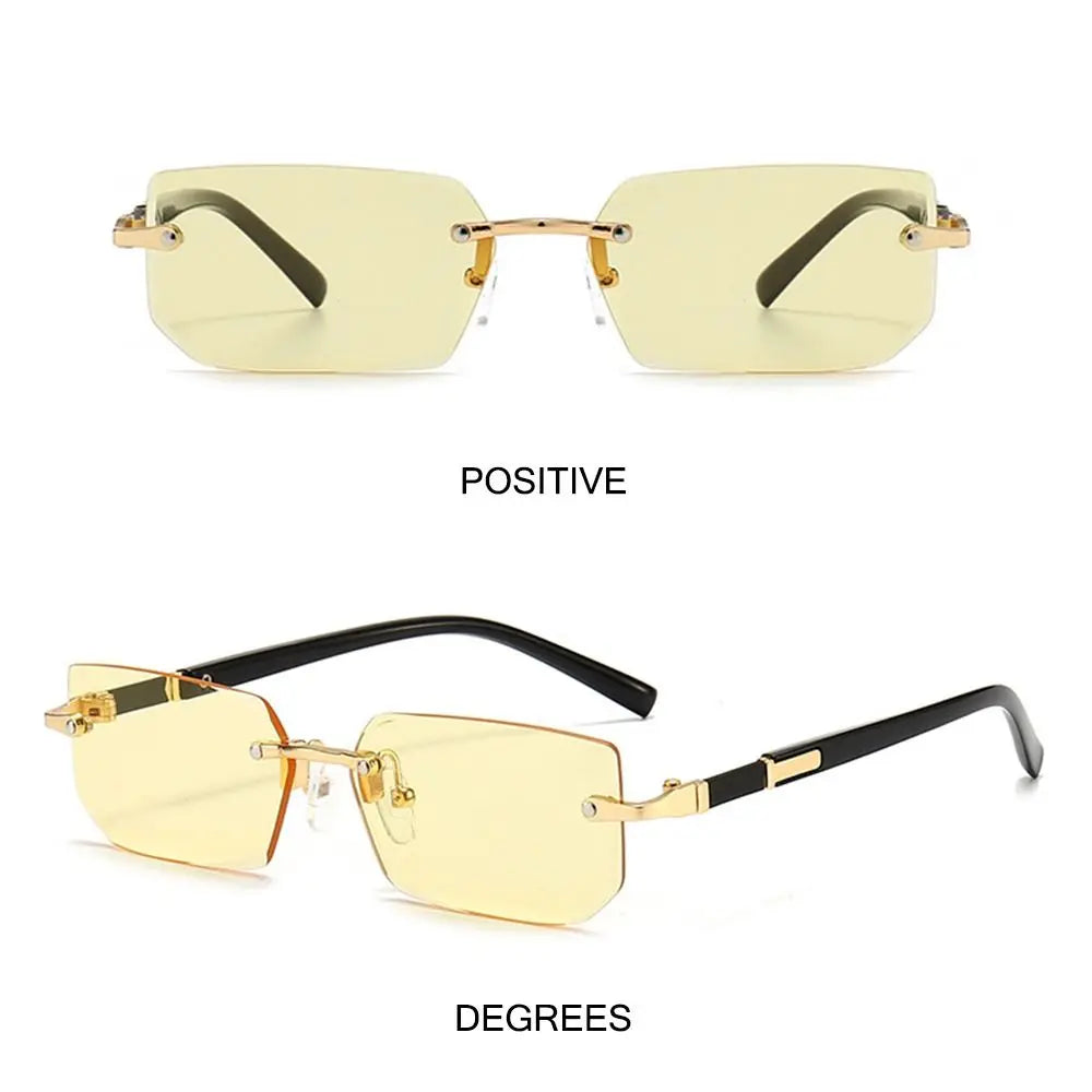 rimless rectangular gradient sunglasses