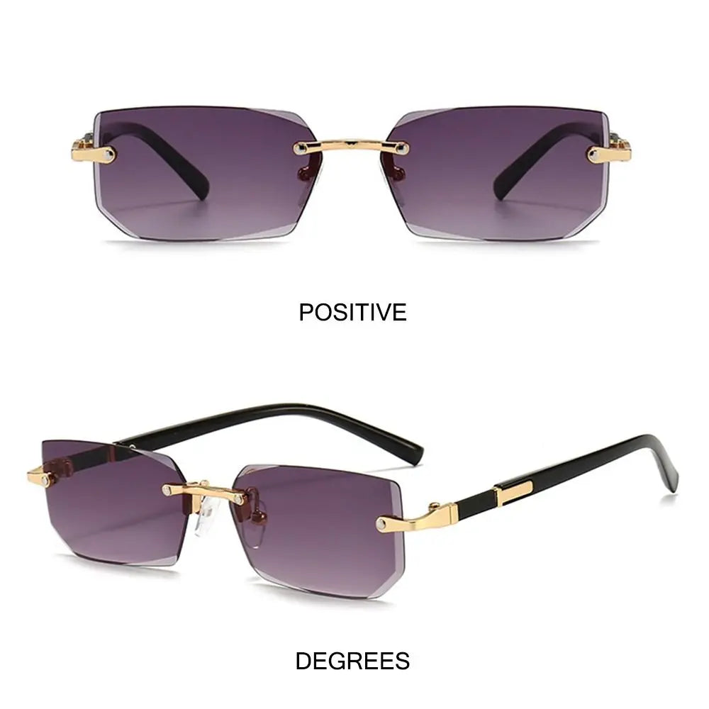 rimless rectangular gradient sunglasses