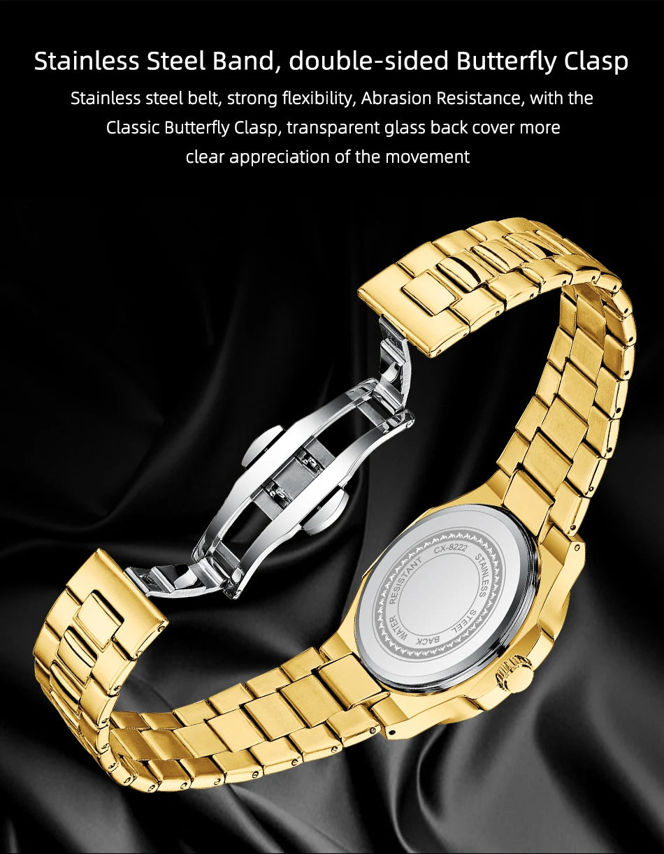 Watches For Men Luxury CHENXI Brand Waterproof Calendar Luminous Watch Man Gold Stainless Steel Quartz Wristwatch Male Clock