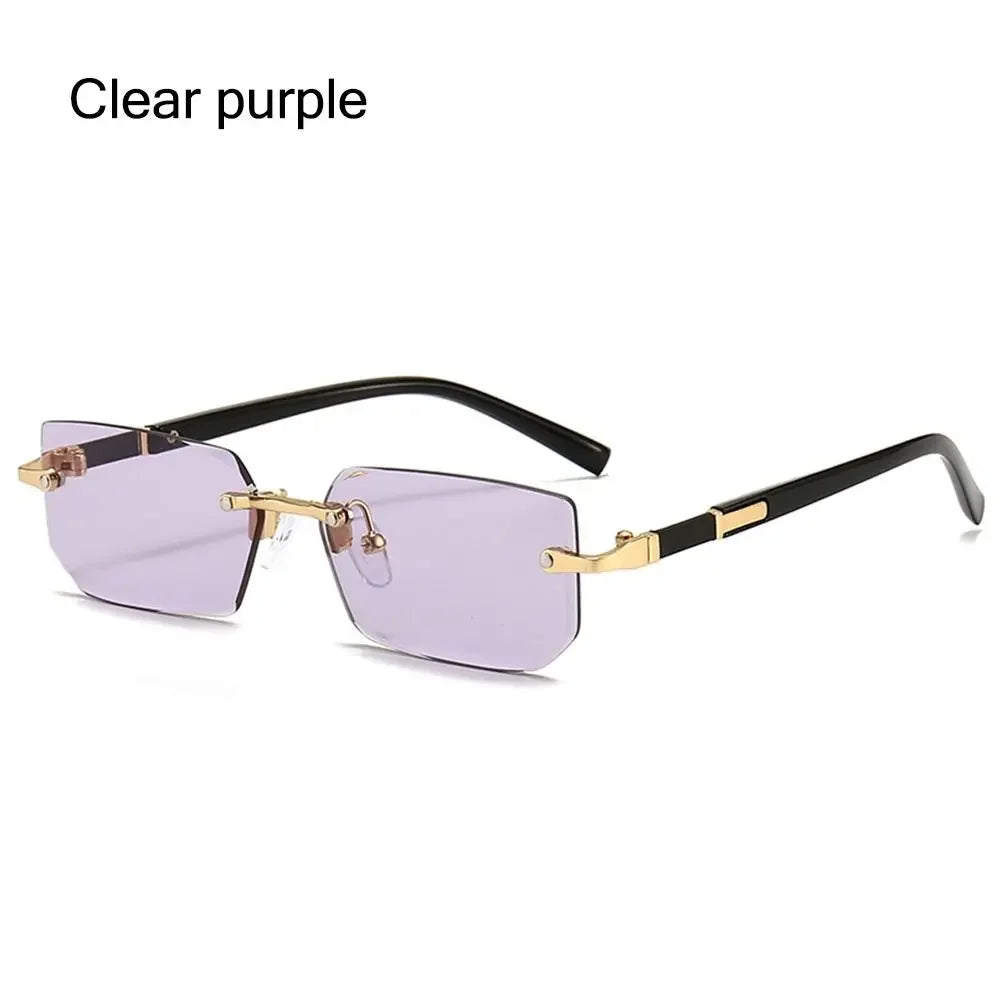 rimless rectangular gradient sunglasses