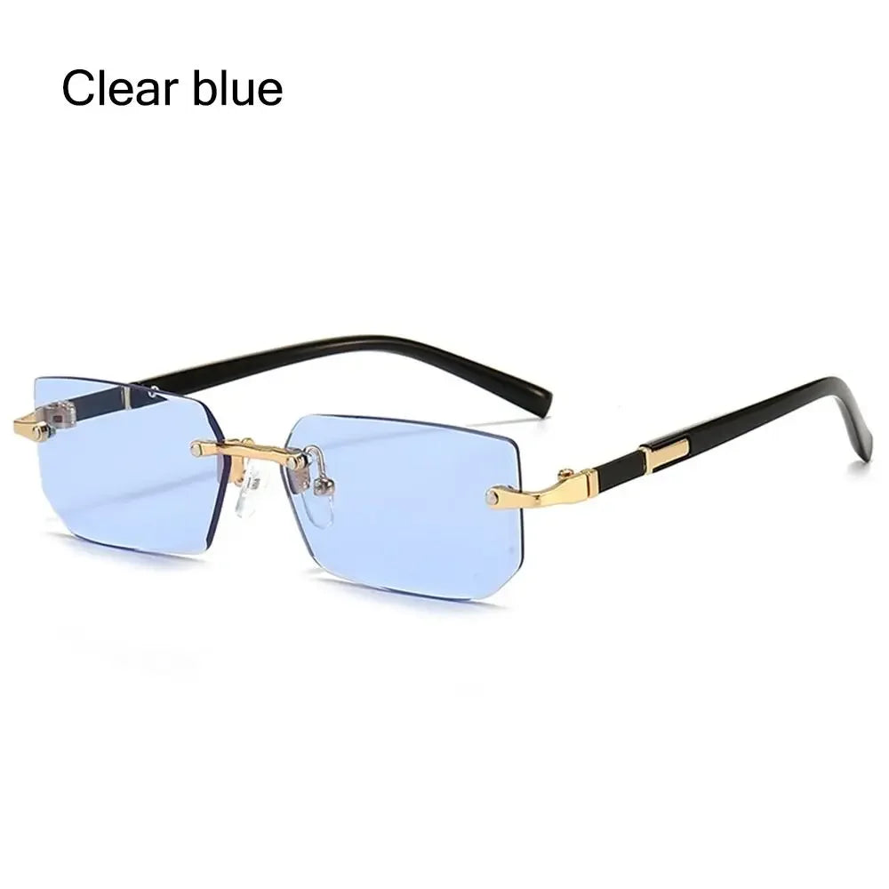 rimless rectangular gradient sunglasses