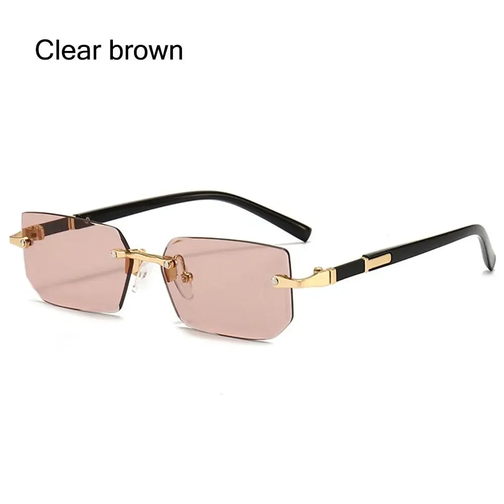 rimless rectangular gradient sunglasses