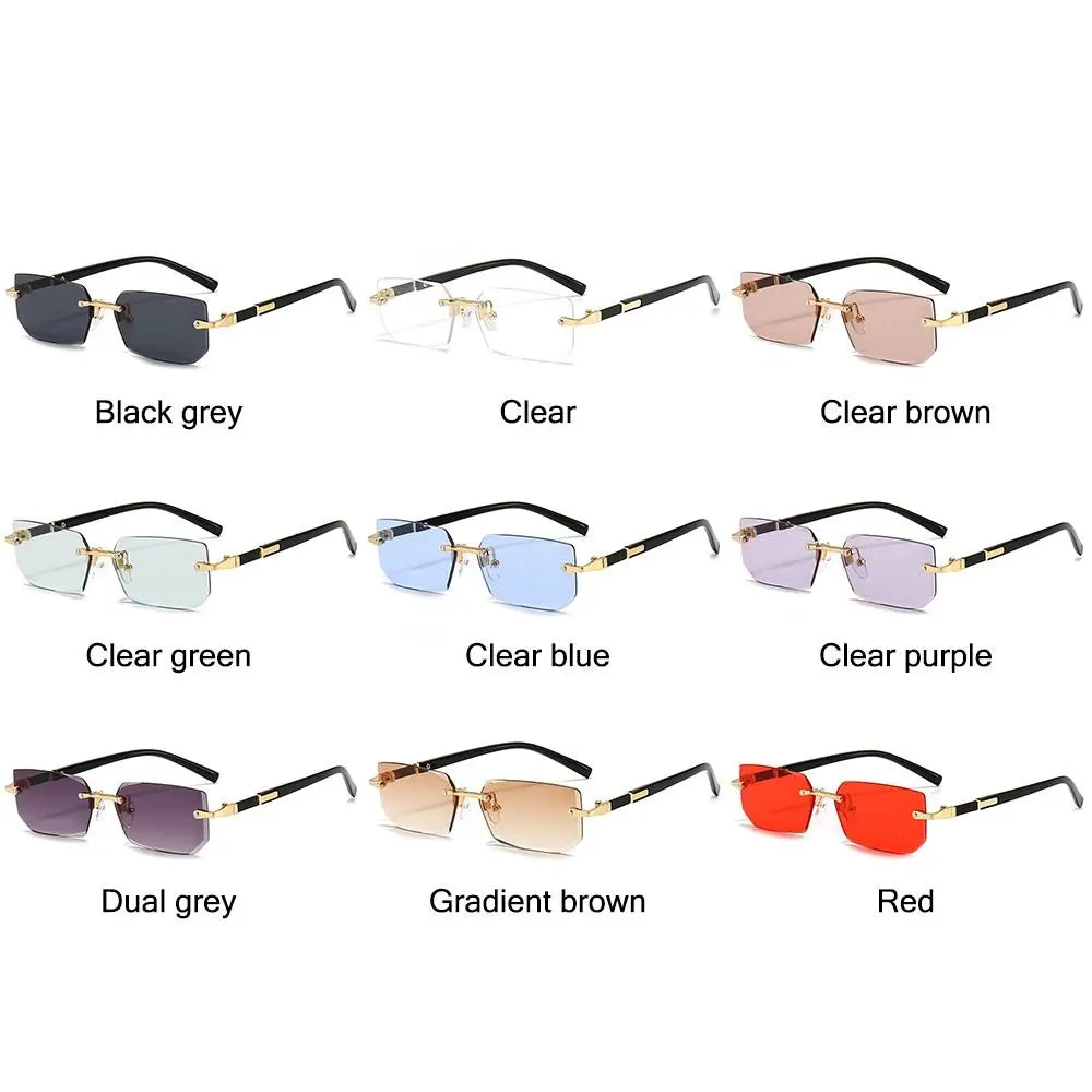 rimless rectangular gradient sunglasses