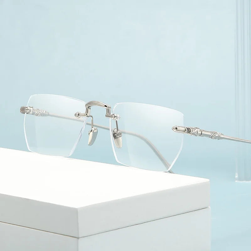 Rimless Computer Reading Glasses Frame Unisex Anti-Blue Light Presbyopia Eyeglasses Spectacles Frames