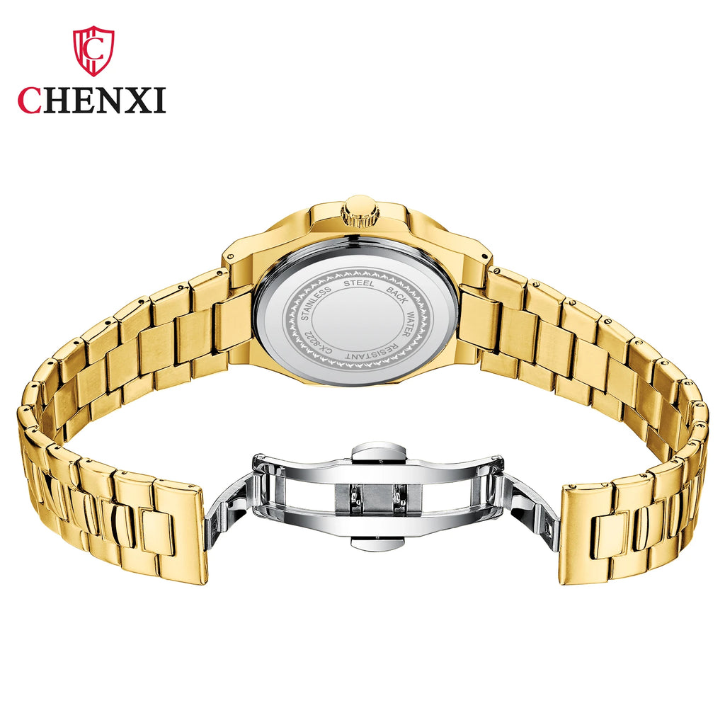 Watches For Men Luxury CHENXI Brand Waterproof Calendar Luminous Watch Man Gold Stainless Steel Quartz Wristwatch Male Clock
